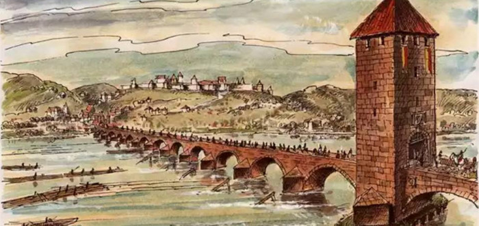 Obrázek odhaluje předpokládanou podobu původního Juditina mostu