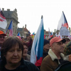 Účastníci sobotní demonstrace Hnutí Úsvit a Bloku proti islámu.